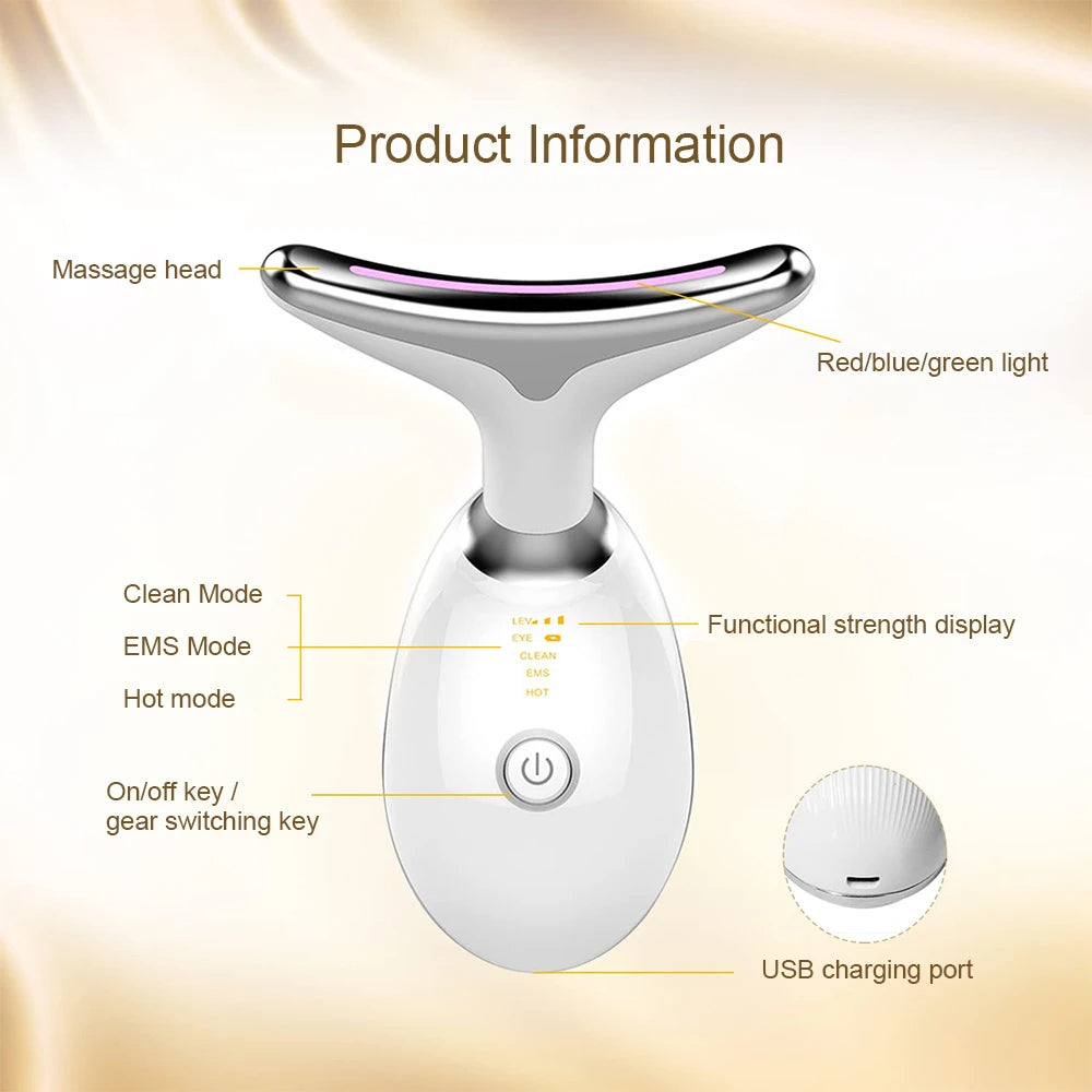 EMS RED LIGHT THERAPY FACE NECK LIFT WRINKLE REMOVER TIGHTEN MASSAGER