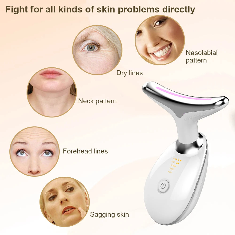 EMS RED LIGHT THERAPY FACE NECK LIFT WRINKLE REMOVER TIGHTEN MASSAGER