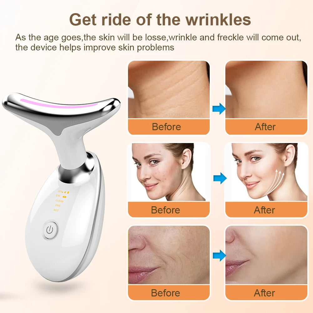 EMS RED LIGHT THERAPY FACE NECK LIFT WRINKLE REMOVER TIGHTEN MASSAGER
