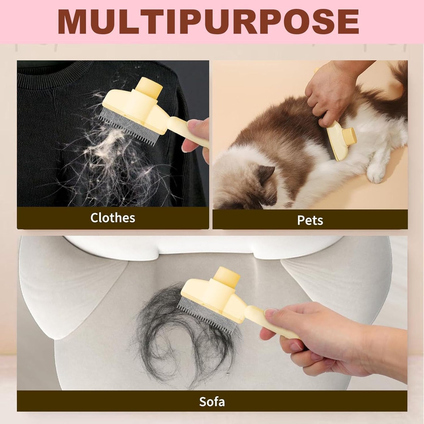 Selbstreinigende Fellpflegebürste für Katzen und Hunde