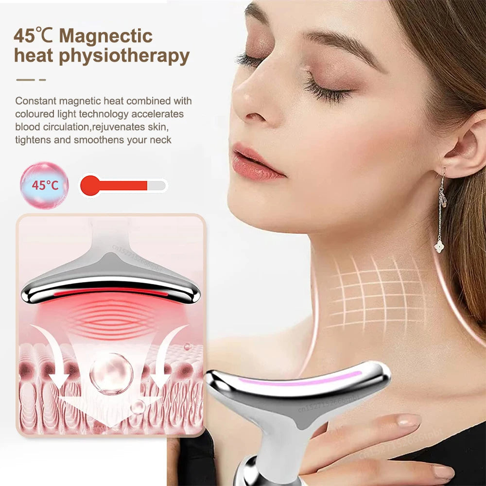 TERAPIA DE LUZ ROJA EMS ESTIRAMIENTO FACIAL Y DE CUELLO ELIMINADOR DE ARRUGAS MASAJEADOR TENSOR