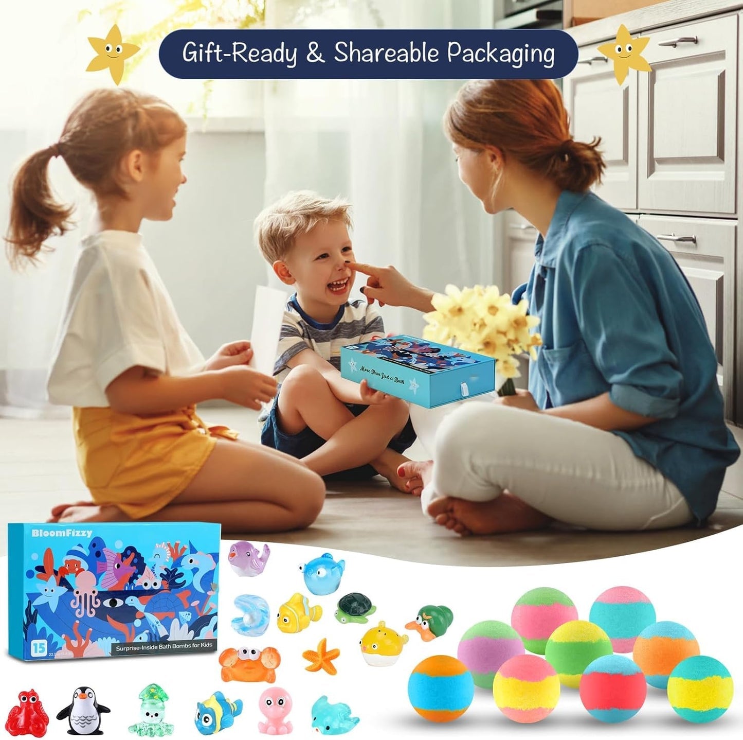 Bath Bombs for Kids with Toys Inside (15 Pcs)