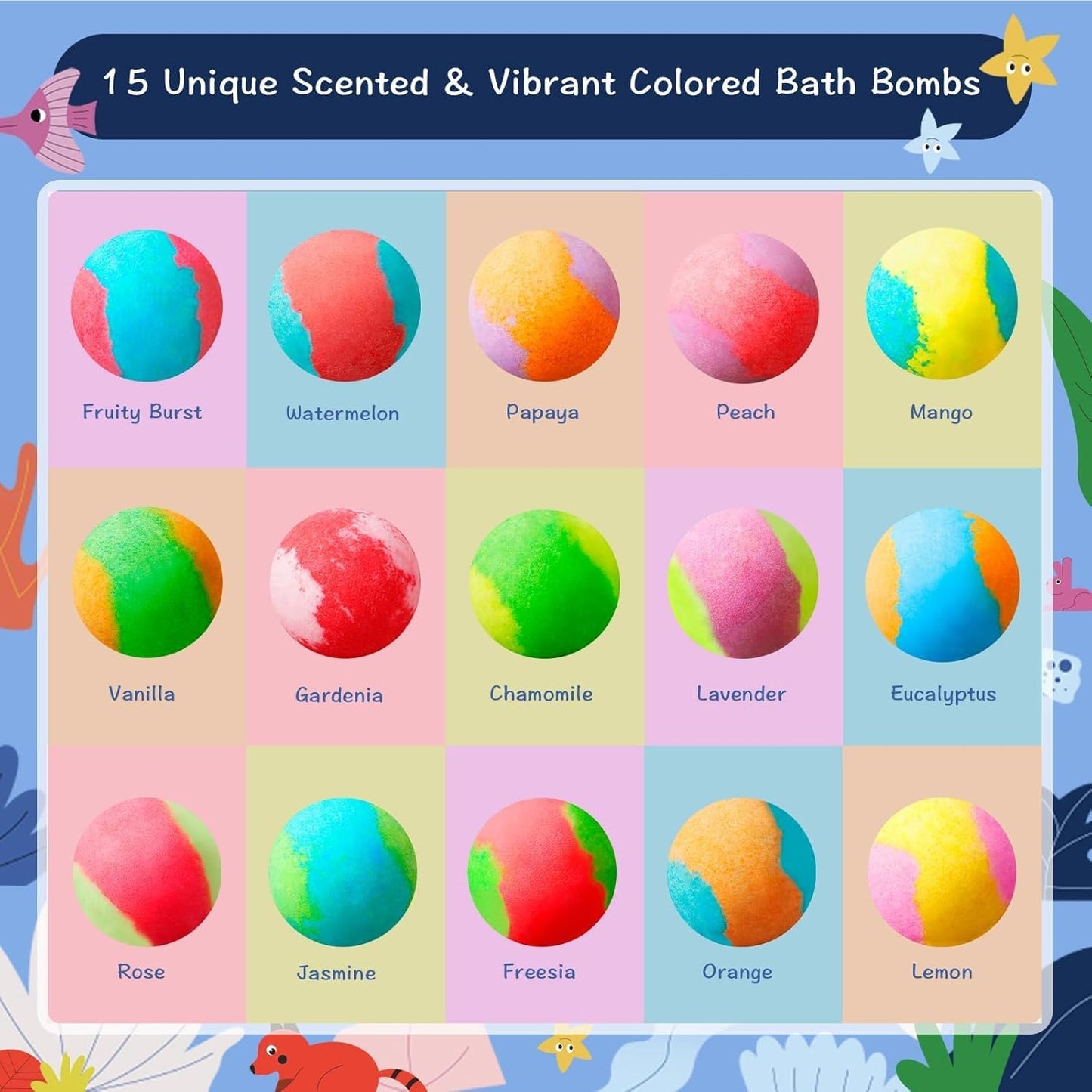 Bath Bombs for Kids with Toys Inside (15 Pcs)