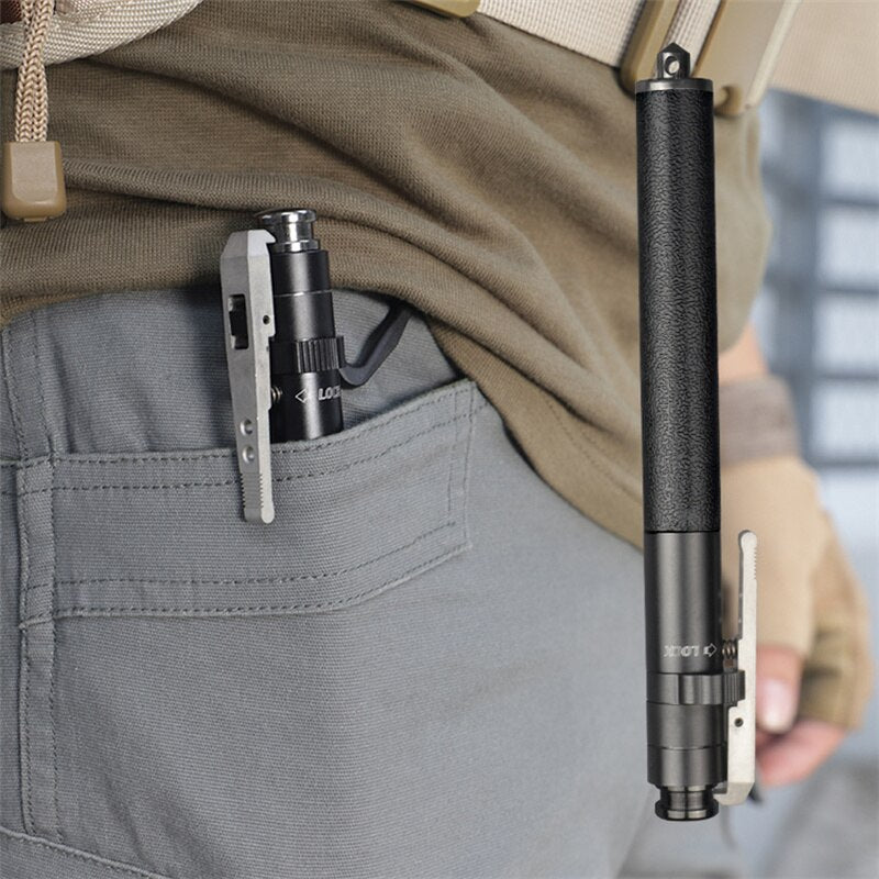 Bastón de senderismo retráctil automático mejorado para defensa personal