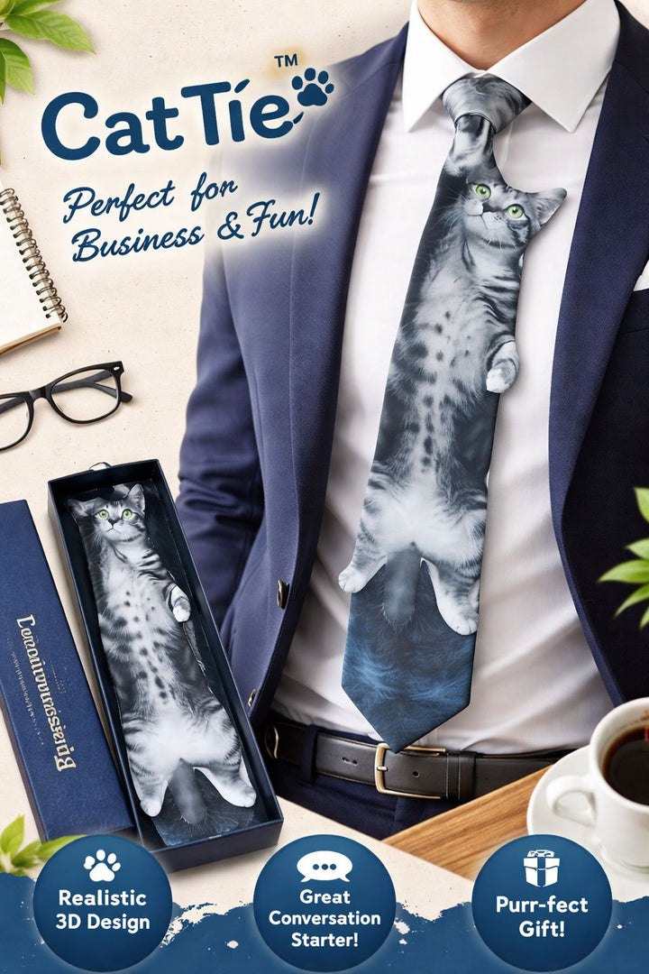3D Cat Print Tie