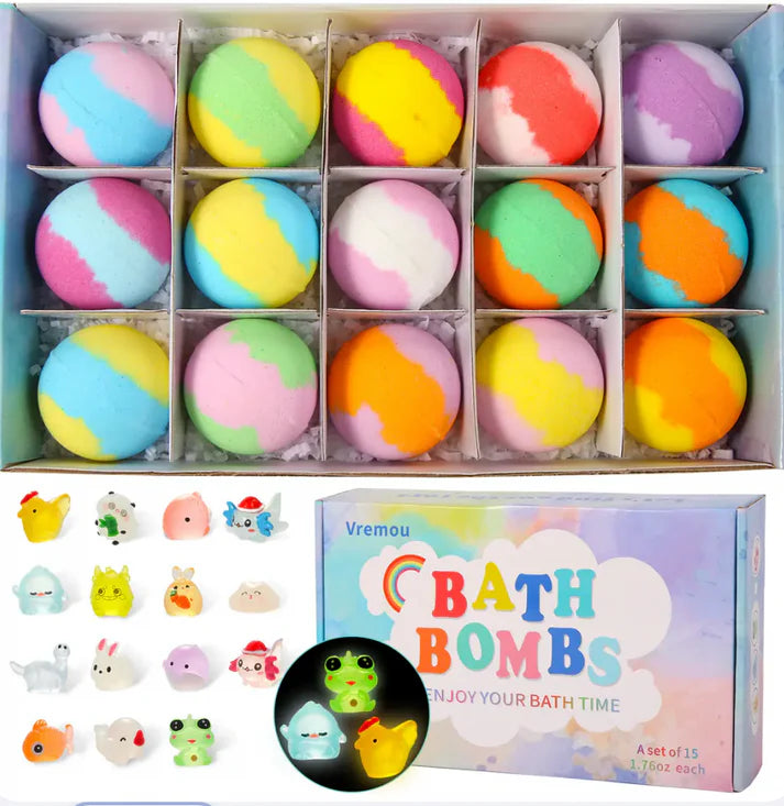 Bath Bombs for Kids with Toys Inside (15 Pcs)