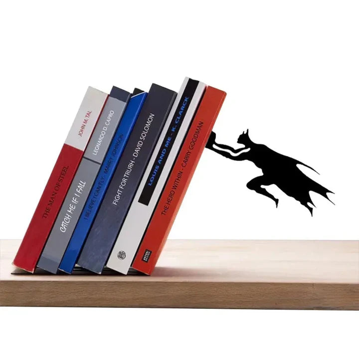 Superhero Bookend Figurines – Stylish Metal Support for Your Bookshelf